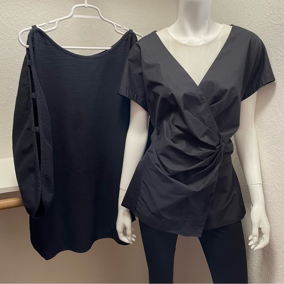 Soft Surroundings Two Blouse Bundle Fitted and Relaxed, Cotton in Black | Sz L - Picture 2 of 11